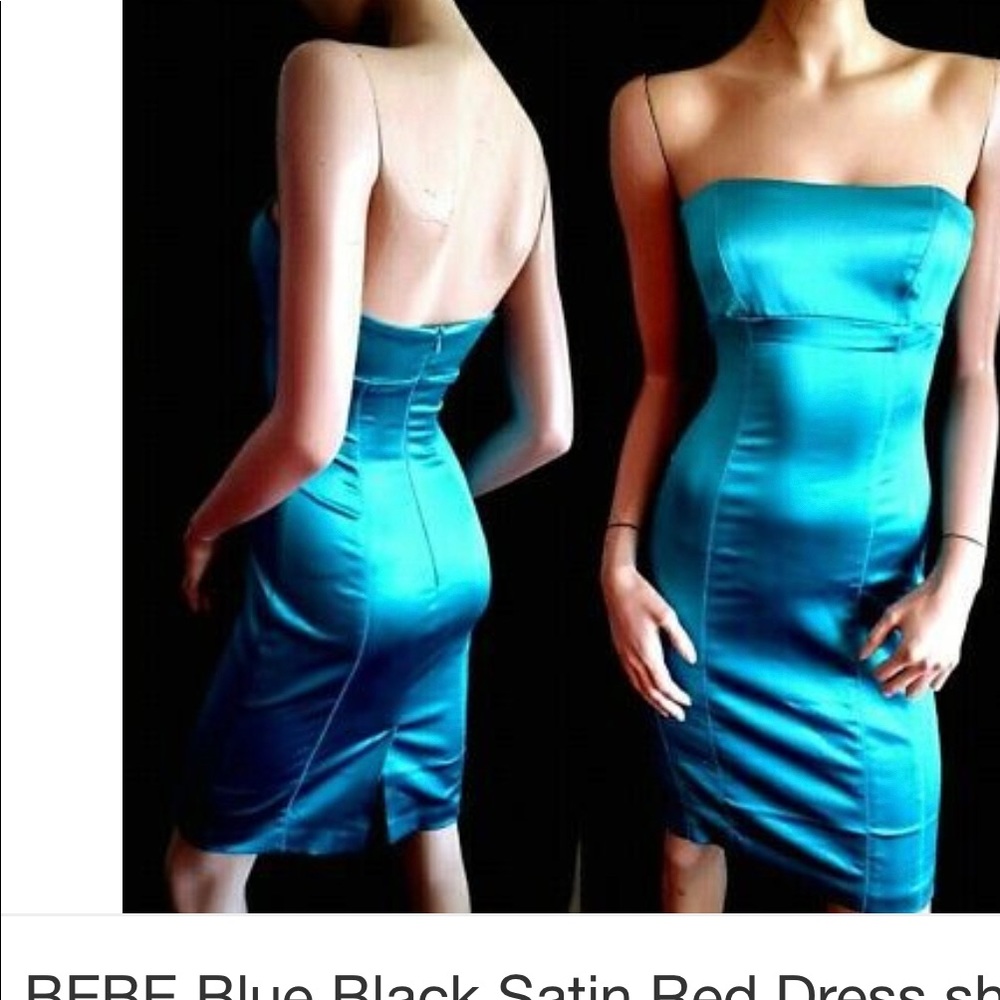 Black Satin Bebe Cocktail Dress